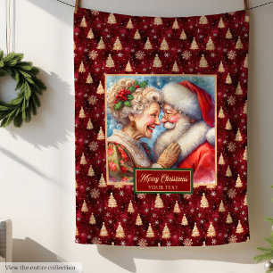 Christmas Throw Blanket Cozy Gift Mr & Mrs Claus