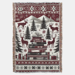 Christmas Throw Blanket, Nordic Holiday Book Throw Throw Blanket