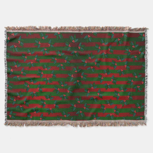 Christmas Throw Blankets Holiday Holly Towels (Front)