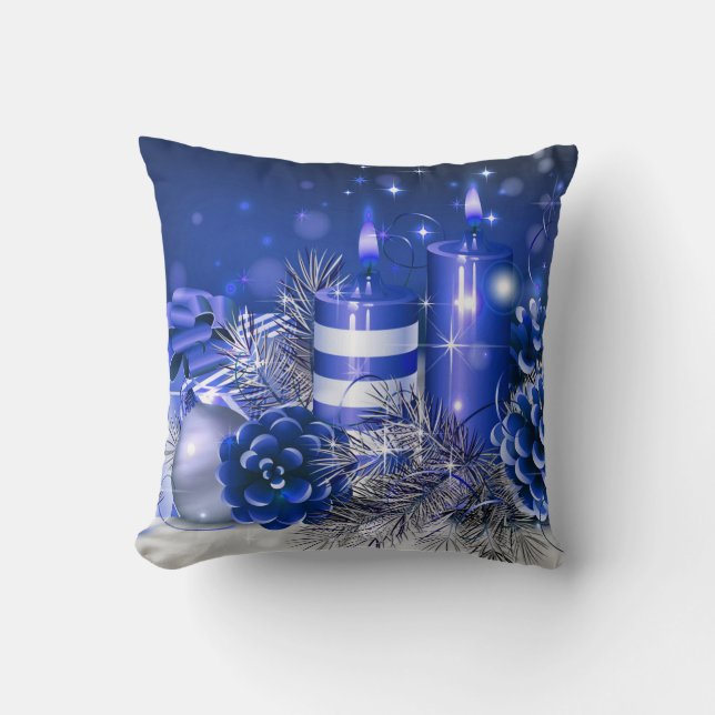 Christmas Throw Pillow/Candles and Pine Cones Pillow (Front)