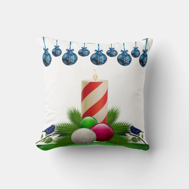 Christmas Throw Pillow, Christmas Candle Pillow (Front)