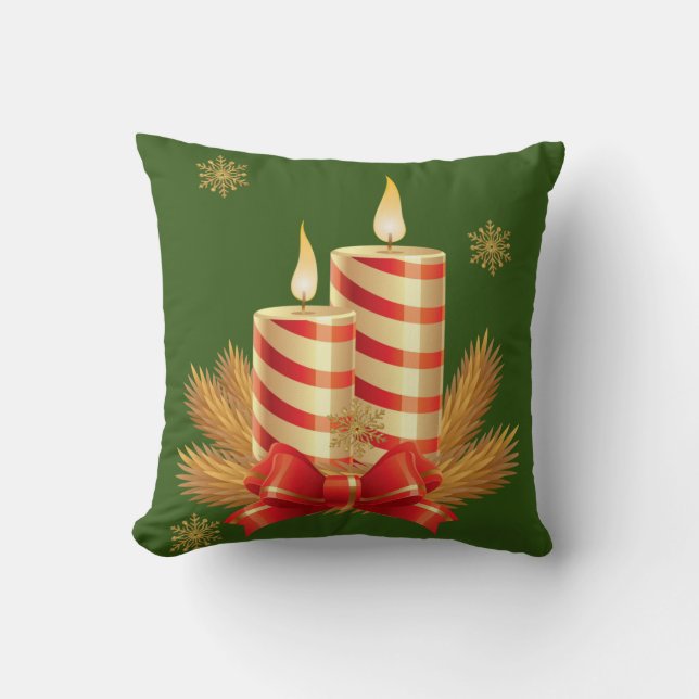 Christmas Throw Pillow, Christmas Candle Pillow (Front)