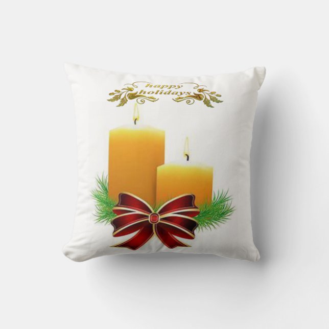 Christmas Throw Pillow, Christmas Candle Pillow (Front)
