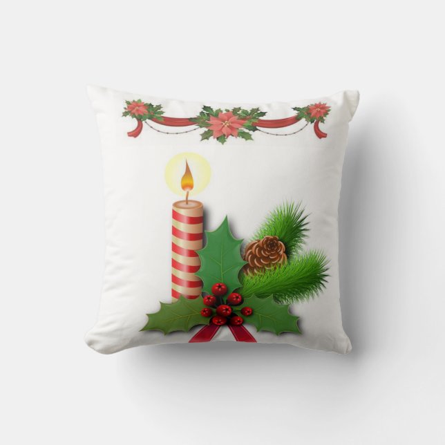 Christmas Throw Pillow, Christmas Candle Pillow (Front)