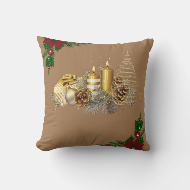 Christmas Throw Pillow, Christmas Candle Pillow (Front)