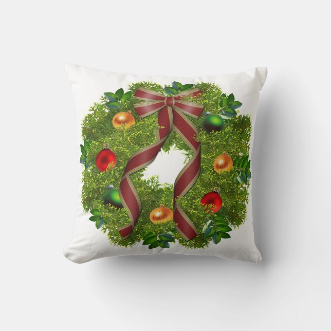 Christmas Throw Pillow/Christmas Wreath Pillow (Front)