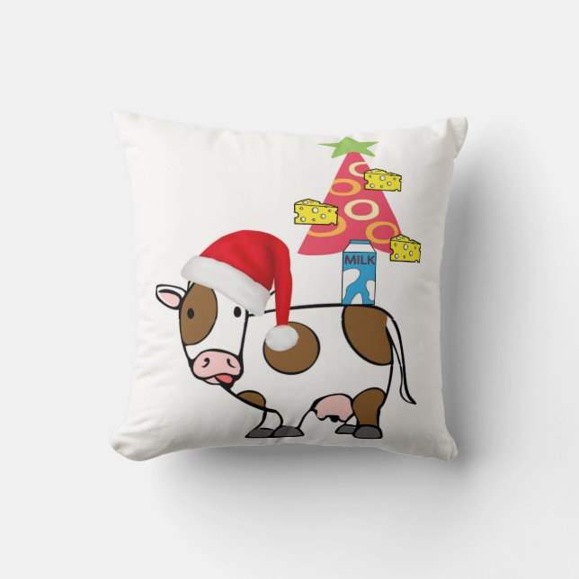 Christmas Throw Pillow, Cow Country Milk Cheese Throw Pillow (Front)