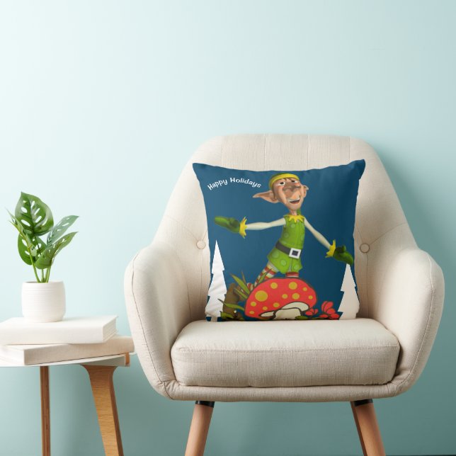 Christmas Throw Pillow, Elf Mushroom  Pillow (Chair)