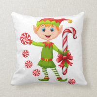 Christmas Throw Pillow, Elf Peppermint Throw Pillow