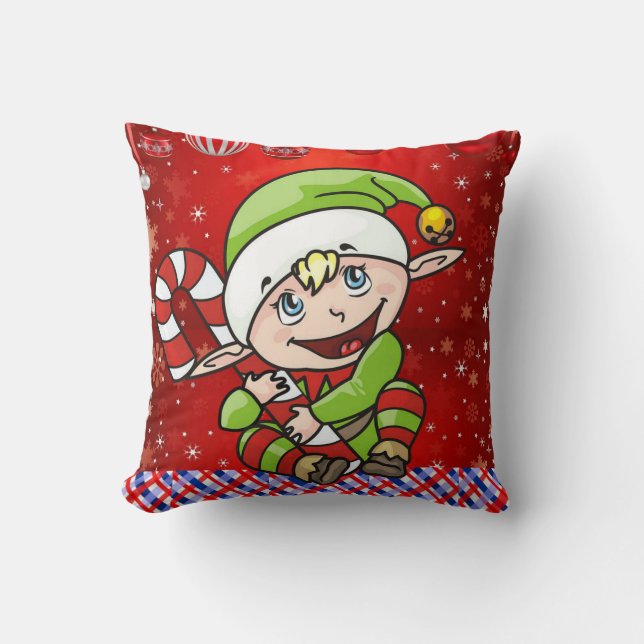 Christmas Throw Pillow, Elf Pillow (Front)