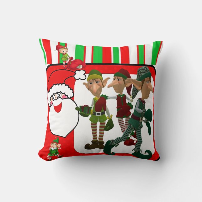 Christmas Throw Pillow, Elf Pillow (Front)