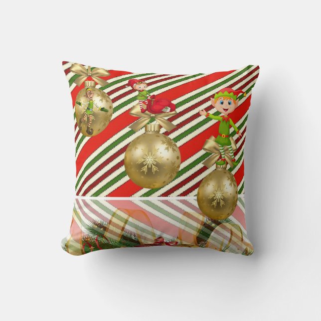 Christmas Throw Pillow, Elf Pillow (Front)