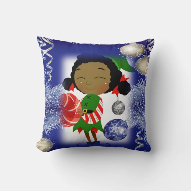 Christmas Throw Pillow, Elf Pillow (Front)