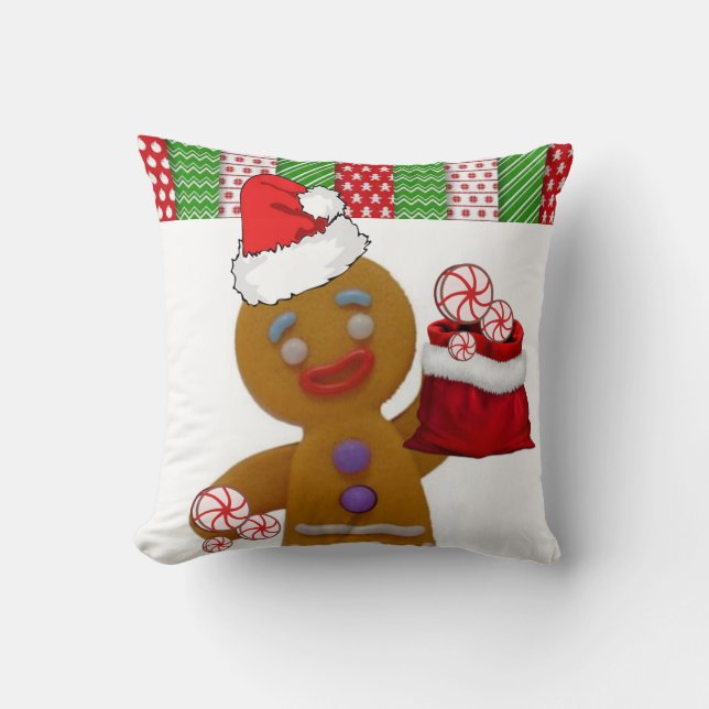Christmas Throw Pillow, Gingerbread man Throw Pillow (Front)
