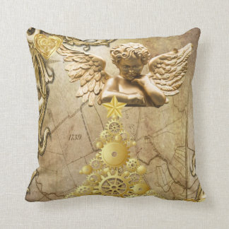 Christmas Throw Pillow, Gold Angel Pillow