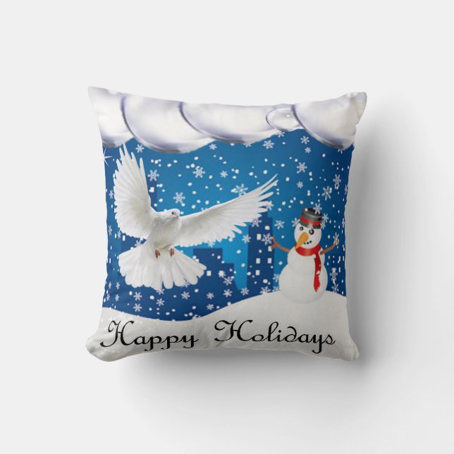 Christmas Throw Pillow, Happy Holidays Pillow (Front)