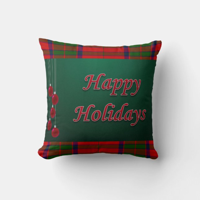 Christmas Throw Pillow, Happy Holidays Pillow (Front)
