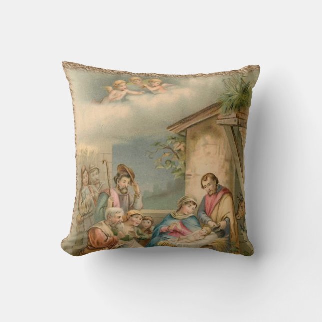 Christmas Throw Pillow, Jesus Christ Throw Pillow (Front)