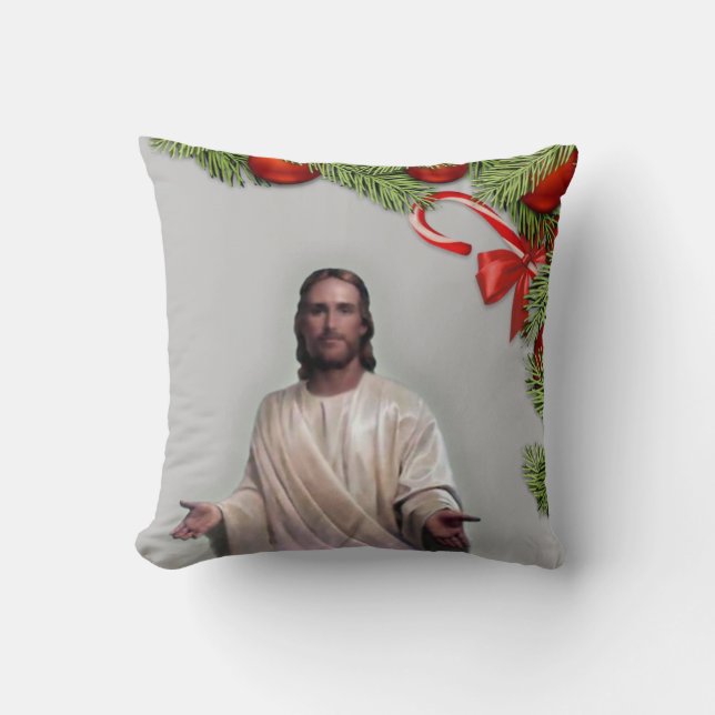Christmas Throw Pillow, Jesus Christ Throw Pillow (Front)