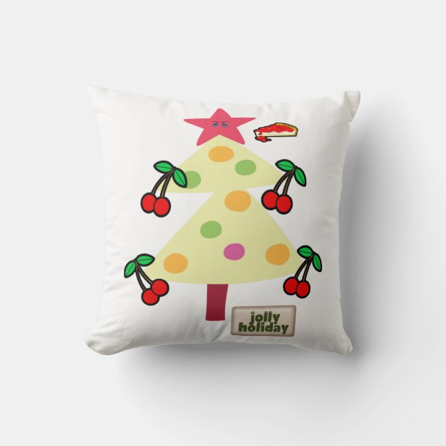 Christmas Throw Pillow, Jolly Holiday  Throw Pillow (Front)