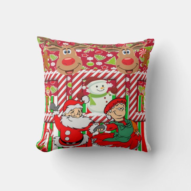 Christmas Throw Pillow, Mrs. Claus Santa Pillow (Front)