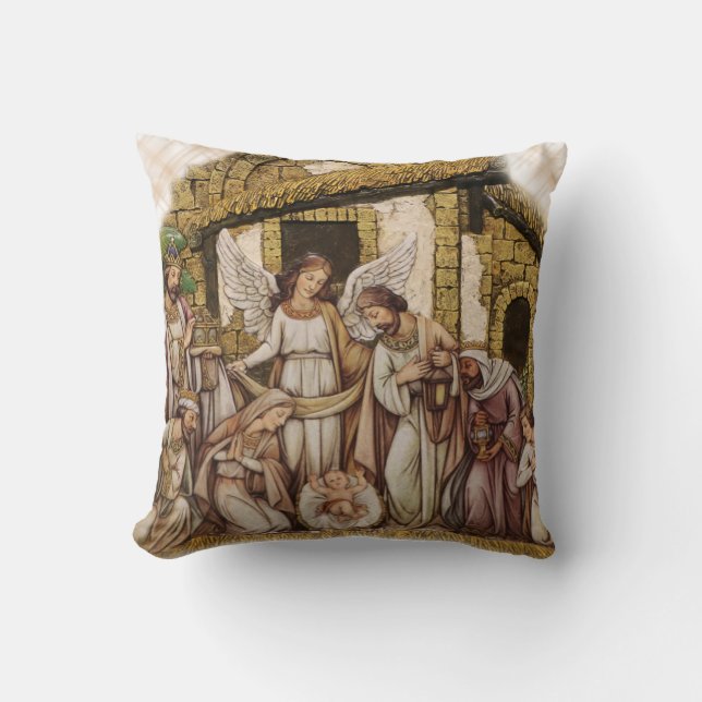 Christmas Throw Pillow/Nativity Pillow (Front)