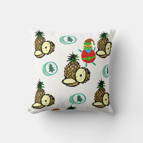 Christmas Throw Pillow Penguin Santa Coconuts  Throw Pillow