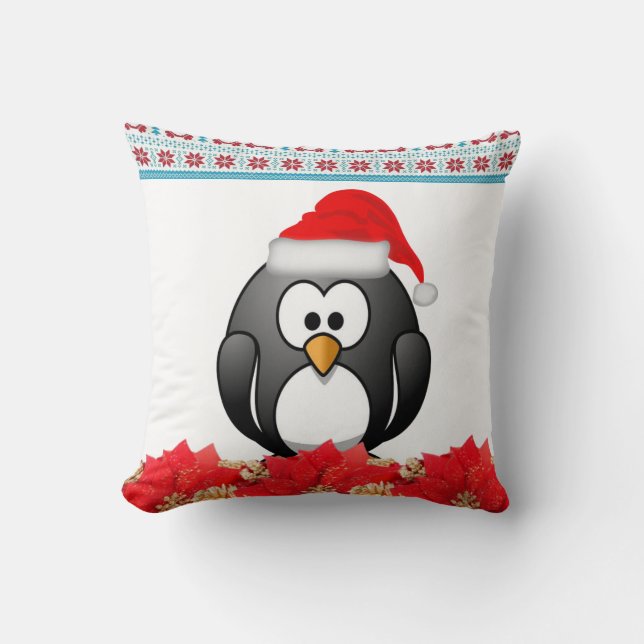 Christmas Throw Pillow, Penguin Throw Pillow (Front)