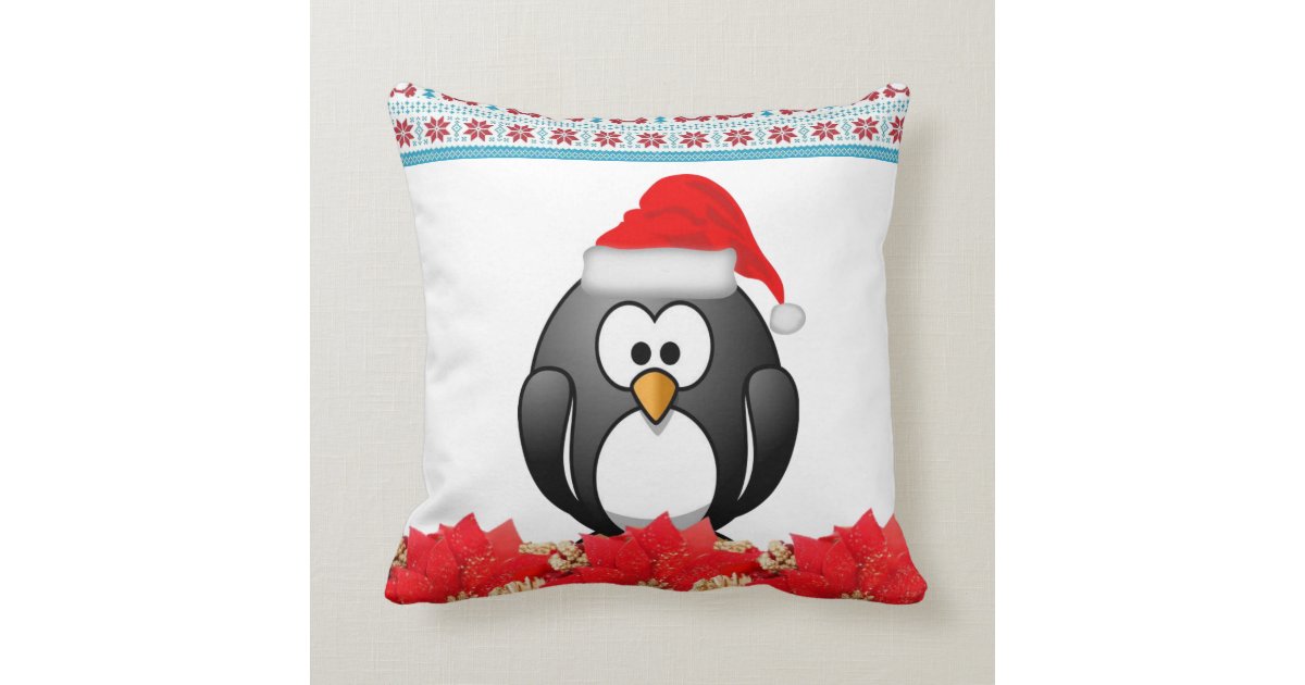 Christmas Throw Pillow, Penguin Throw Pillow