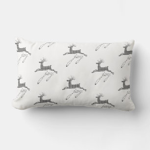 Christmas Throw Pillow-Plaid Joy Reindeer Lumbar Pillow