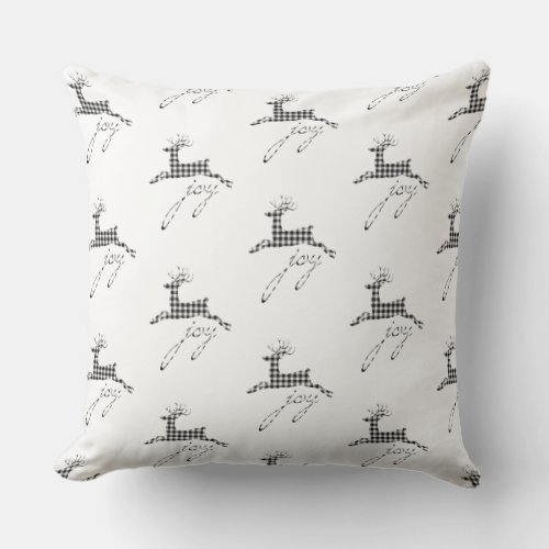 Christmas Throw Pillow_Plaid Joy Reindeer Throw Pillow