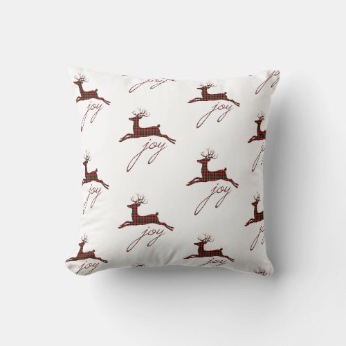 Christmas Throw Pillow_Plaid Joy Reindeer Throw Pillow