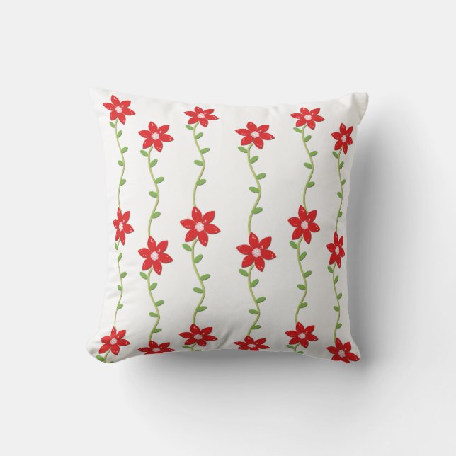 Christmas Throw Pillow, Poinsettia  Throw Pillow (Front)