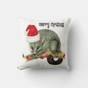 Christmas Throw Pillow, Possum Throw Pillow
