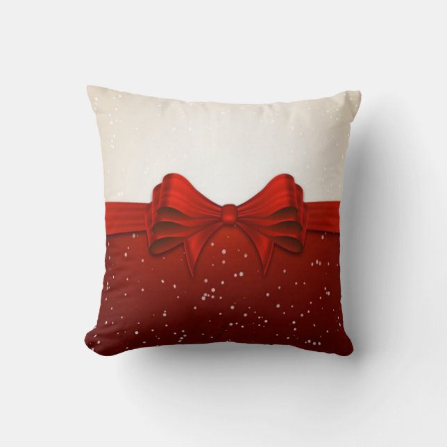 Christmas Throw Pillow/Red Ribbon Pillow (Front)