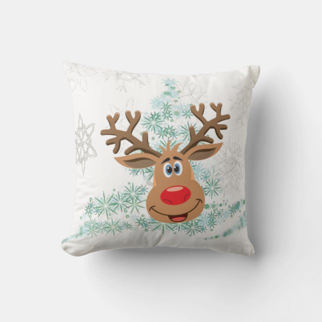 Christmas Throw Pillow, Reindeer Throw Pillow (Front)