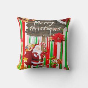 Christmas Throw Pillow, Santa Elf Throw Pillow