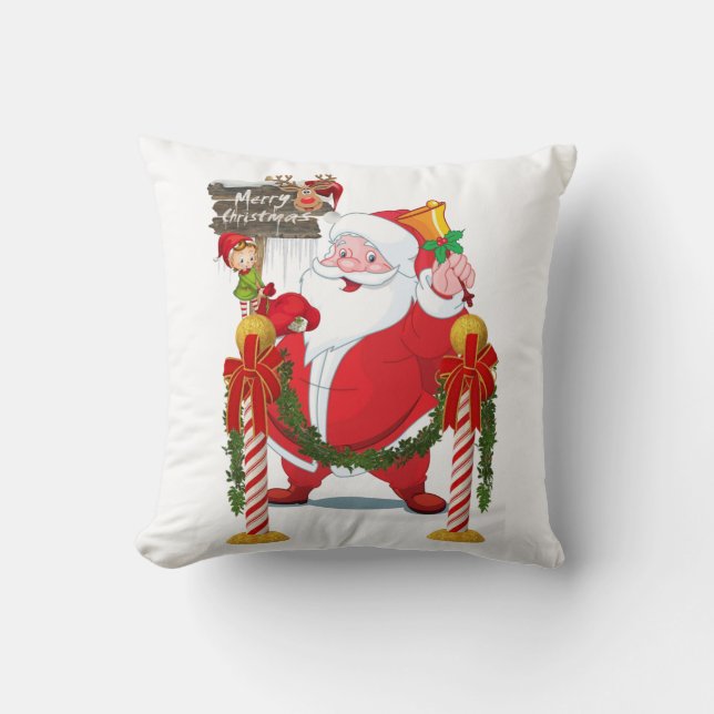 Christmas Throw Pillow, Santa Elf Throw Pillow (Front)