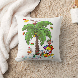 Christmas Throw Pillow, Santa's Beach Party Pillow