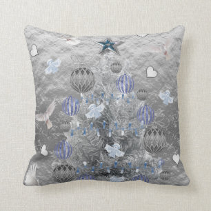 Christmas Throw Pillow, Silver Tree Pillow