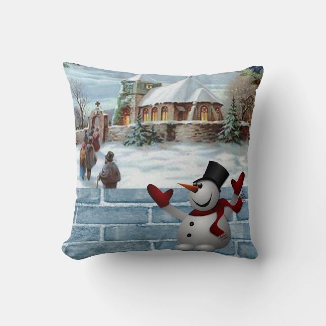 Christmas Throw Pillow Snowman (Front)