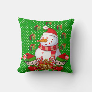 Christmas Throw Pillow, Snowman Elf Throw Pillow