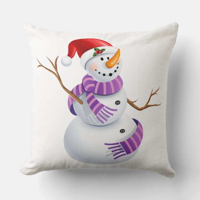 Christmas Throw Pillow-Snowman Pillow (Front)