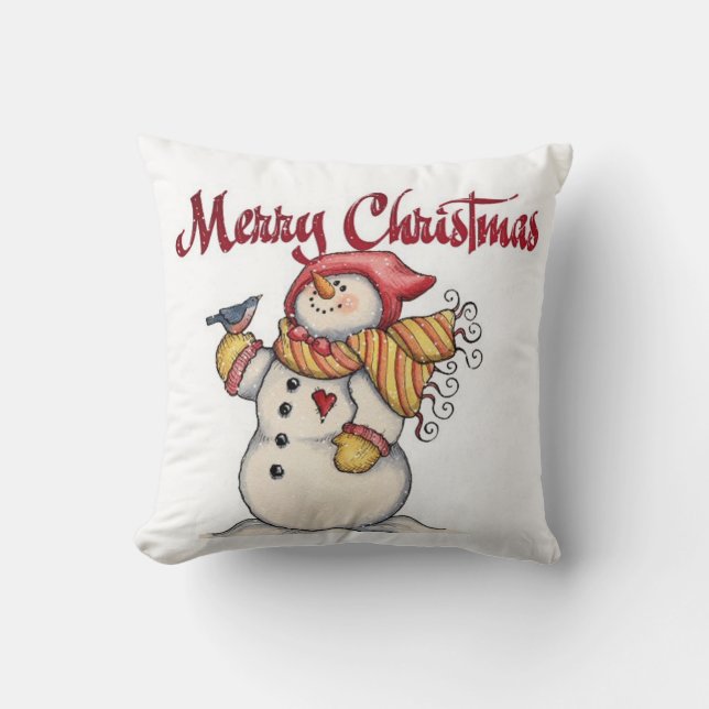 Christmas Throw Pillow/Snowman Pillow (Front)