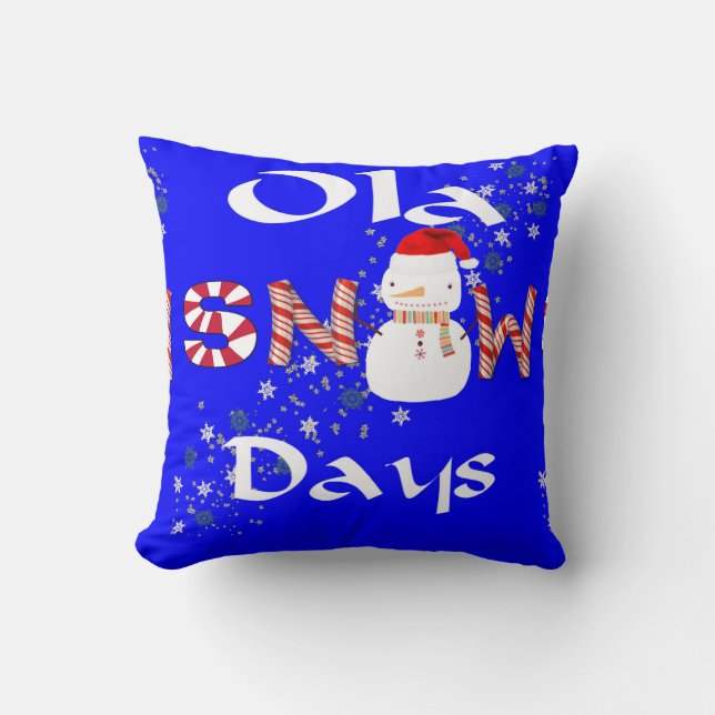Christmas Throw Pillow, Snowman Snow Days  Throw Pillow (Front)