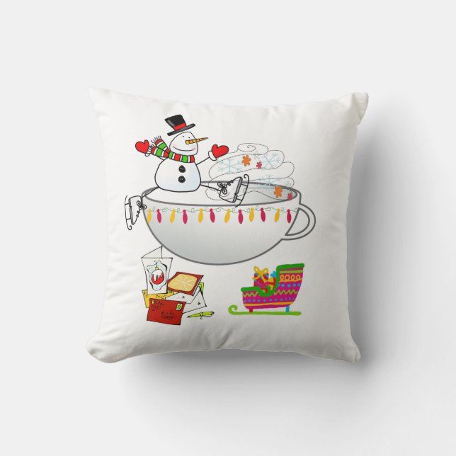 Christmas Throw Pillow,  Snowman Throw Pillow (Front)