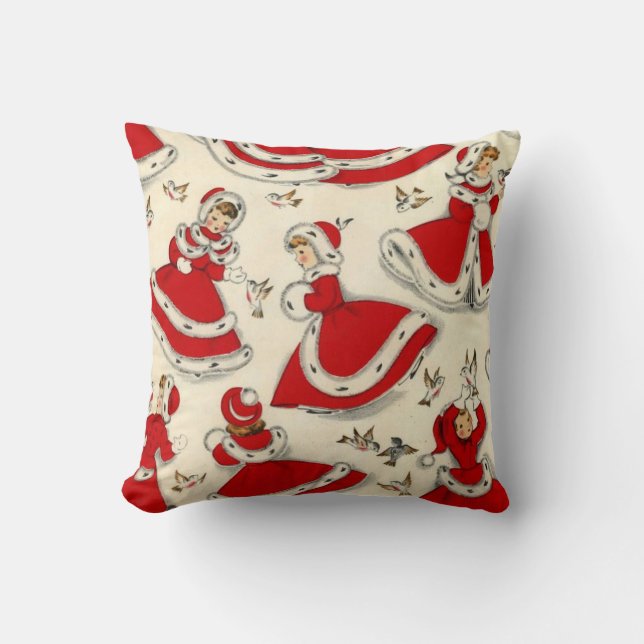 Christmas Throw Pillow, Vintage Throw Pillow (Front)