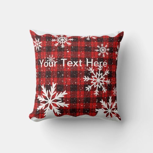 Christmas Throw Pillow with buffalo plaid pattern 