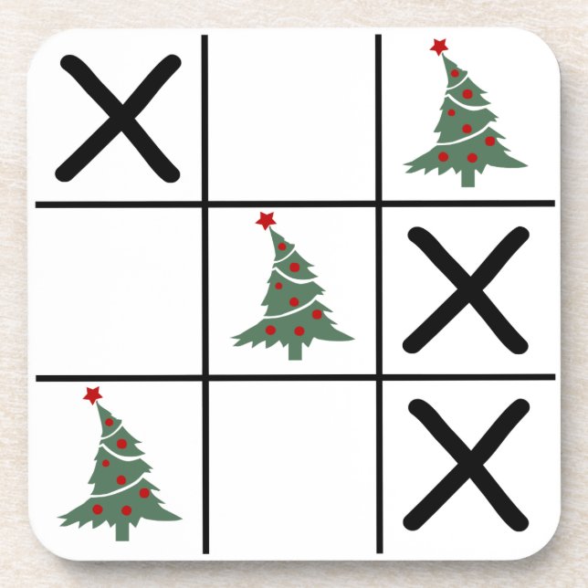 Christmas Tic Tac Toe Beverage Coaster (Front)