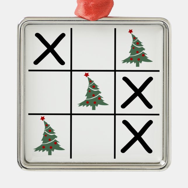 Christmas Tic Tac Toe Metal Ornament (Front)